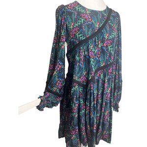 Hale Bob Zoe Dress Floral Size Small Long Sleeves Swing Style